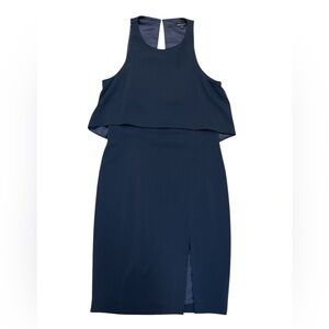 JAYGODFREY Navy Sleeveless Back Cut Cape Dress